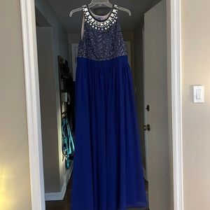 Blue beaded prom dress